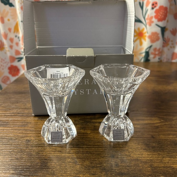 NIB Tipperary Irish Crystal Candle Stick Holders 4” Pair Tapered Vintage - Picture 1 of 7
